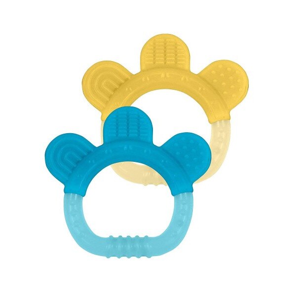 Jucarii pentru dentitie din silicon - set 2 bucati - Green Sprouts by iPlay - Aqua&Yellow