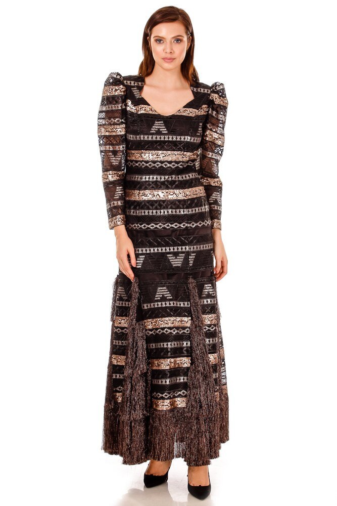 Rochie neagra tul cu broderie Liza Panait P-27E