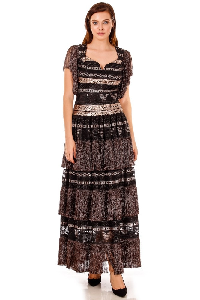 Rochie tul negru cu broderie Liza Panait P-28E