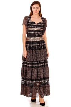 Rochie tul negru cu broderie Liza Panait P-28E Rochie tul negru cu broderie Liza Panait P-28E