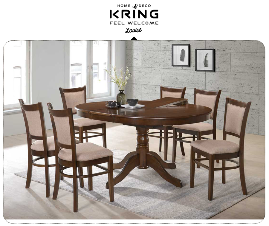 Set Dining Kring Masa Extensibila Si 6 Scaune Lemn Masiv Nuc Emag Ro