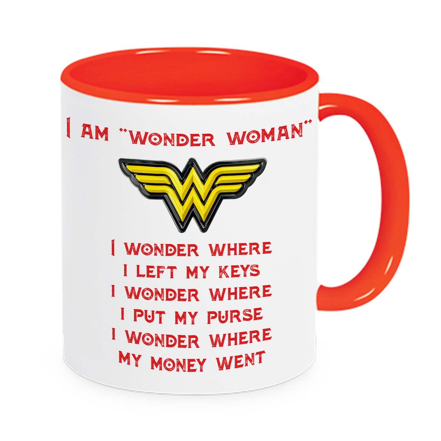 Cana personalizata Wonder Woman Rosu/Multicolor