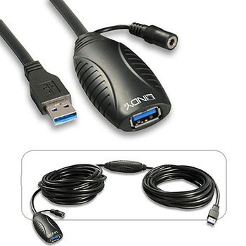 Cablu prelungitor USB 3.0, activ, 10 m, Lindy Cablu prelungitor USB 3.0, activ, 10 m, Lindy