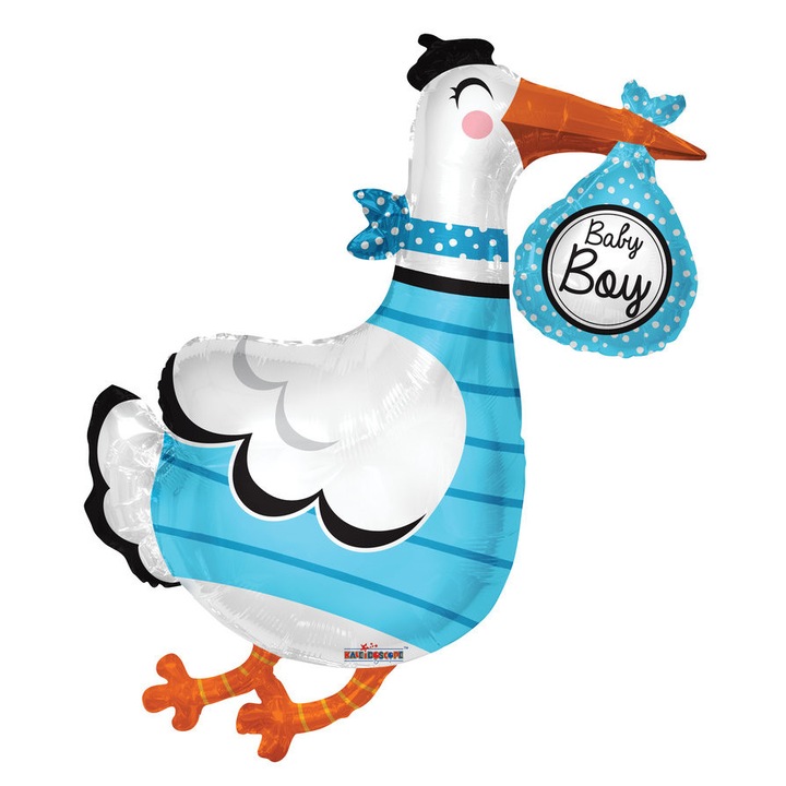 Balon folie - Barza Baby Boy, Albastru, 91 cm - Conver USA