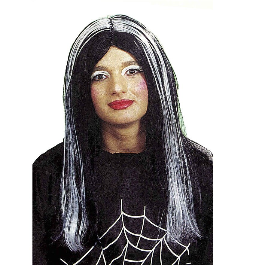 Peruca vrajitoare Halloween Clubman Negru/alb