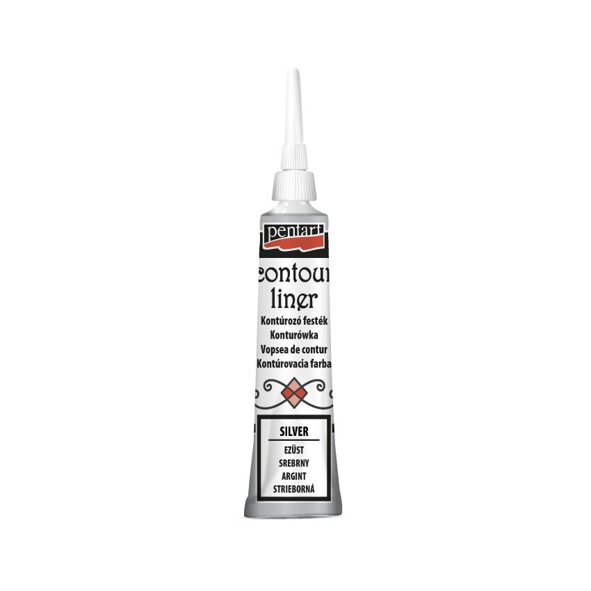 Vopsea contur universal Pentart - argintiu, 20 ml