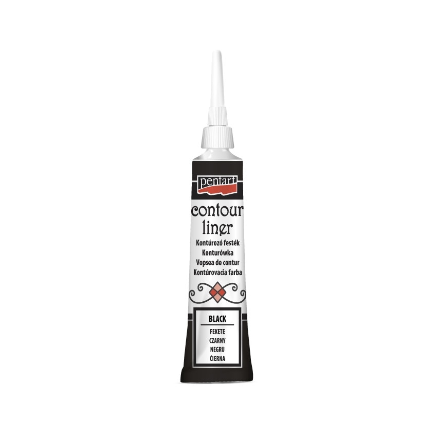 Vopsea contur universal Pentart - negru, 20 ml