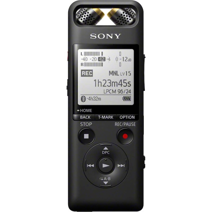 Диктофон Sony PCM-A10, Hi-Res, FLAC, Bluetooth, NFC, Регулируем микрофон, 16GB, Черен