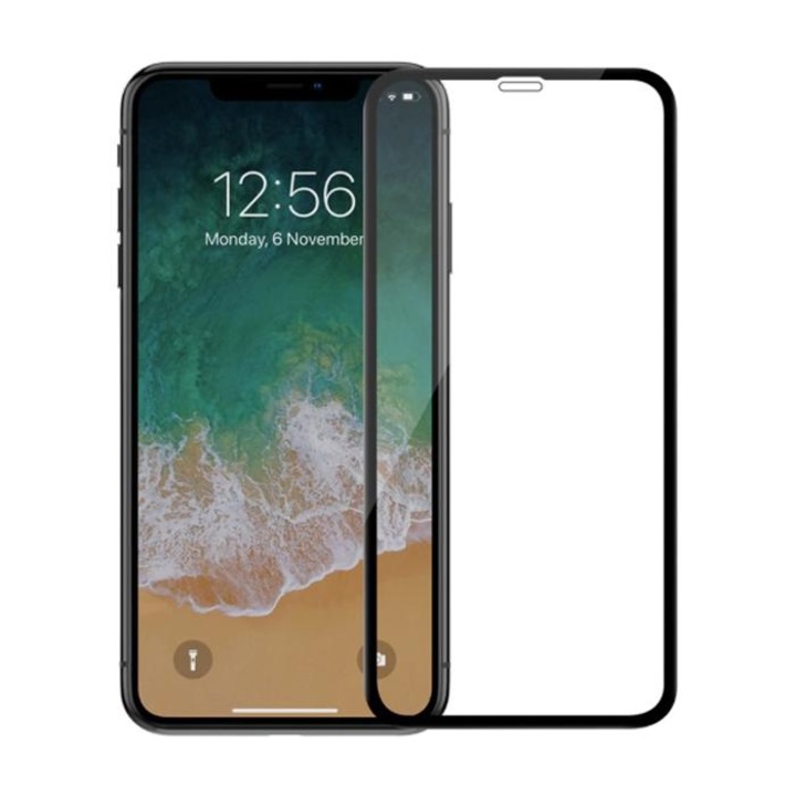 Folie protectie telefon, MBX, Pentru iPhone XS Max, Negru/Transaprent