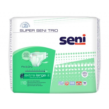 Pachet 2 seturi de Scutece Pentru Incontinenta Super Seni Trio nr. 4 Extra Large - XL 10 buc/set , Seni Trio Pachet 2 seturi de Scutece Pentru Incontinenta Super Seni Trio nr. 4 Extra Large - XL 10 buc/set , Seni Trio