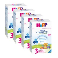 Pachet 4 x Lapte praf Hipp 3 Combiotic Junior 1+, pentru copii in crestere, 500g