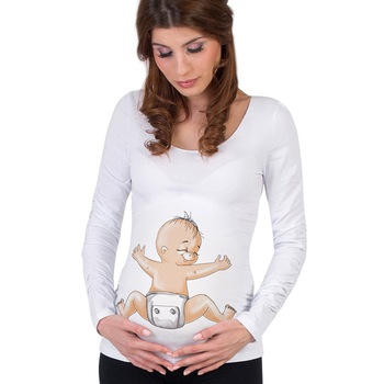 Bluza gravide - I Love Mom - Alb - Masura 2XL Bluza gravide - I Love Mom - Alb - Masura 2XL