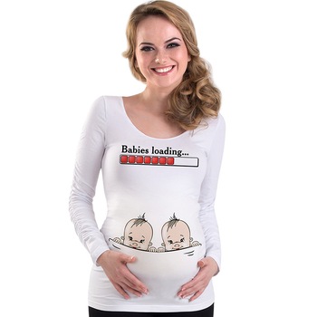 Bluza gravide - Gemeni Loading - Alb - Masura XL Bluza gravide - Gemeni Loading - Alb - Masura XL