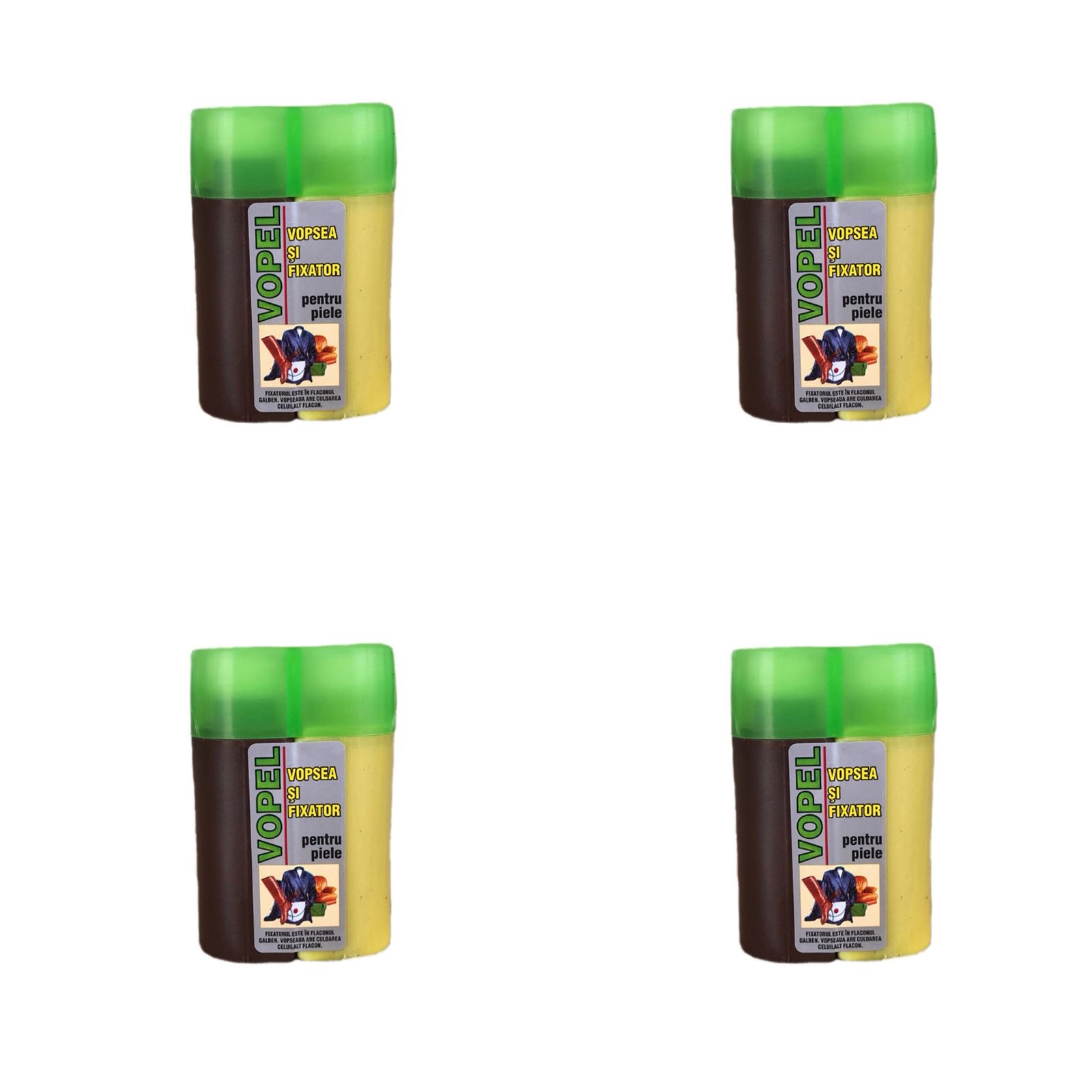 Pachet 4 bucati vopsea Vopel pentru revopsirea articolelor din piele, maro
