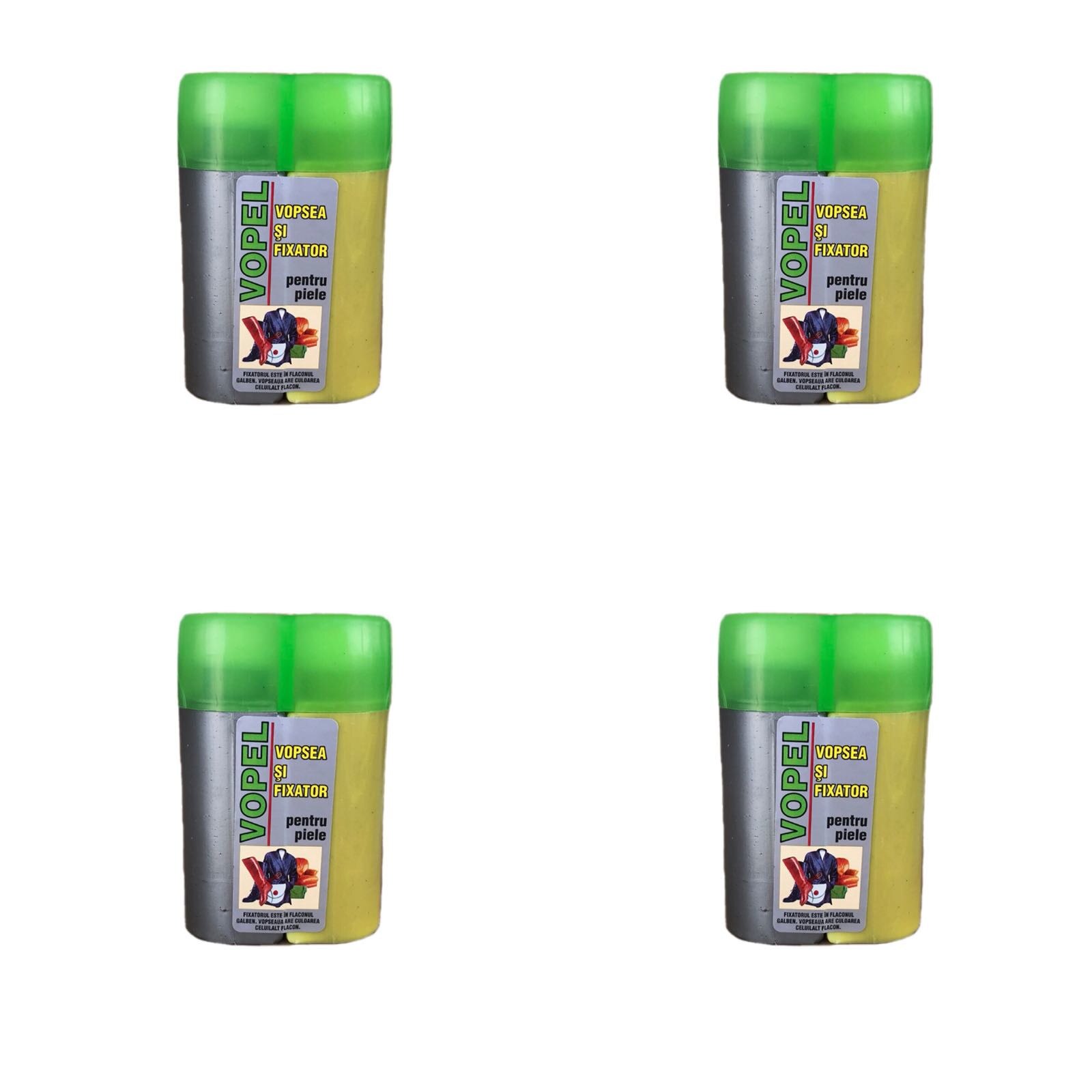 Pachet 4 bucati vopsea Vopel pentru revopsirea articolelor din piele, gri