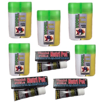 Pachet 5 bucati vopsea Vopel pentru revopsirea articolelor din piele, alb + 3 bucati Vitamina pentru articolele din piele, 60g, Nutri Pel Pachet 5 bucati vopsea Vopel pentru revopsirea articolelor din piele, alb + 3 bucati Vitamina pentru articolele din piele, 60g, Nutri Pel