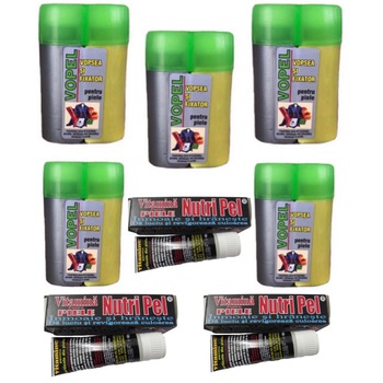 Pachet 5 bucati vopsea Vopel pentru revopsirea articolelor din piele, gri + 3 bucati Vitamina pentru articolele din piele, 60g, Nutri Pel Pachet 5 bucati vopsea Vopel pentru revopsirea articolelor din piele, gri + 3 bucati Vitamina pentru articolele din piele, 60g, Nutri Pel
