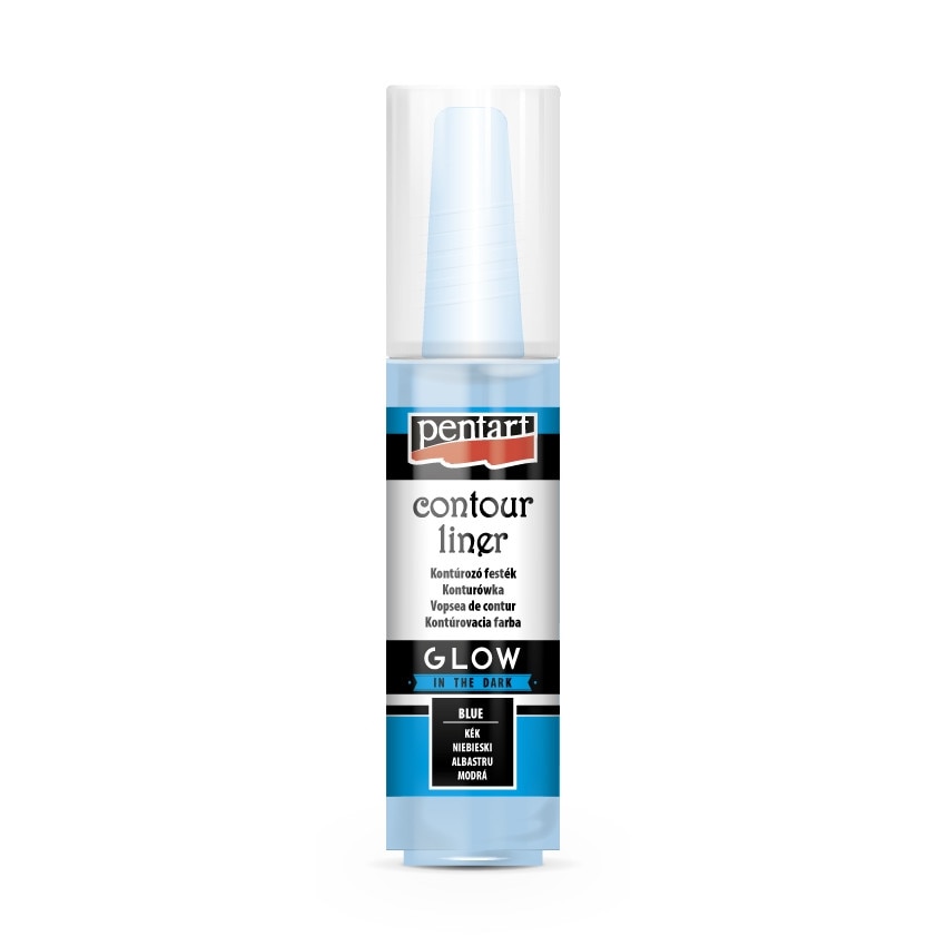 Vopsea contur universal fosforescent Pentart - albastru, 20 ml