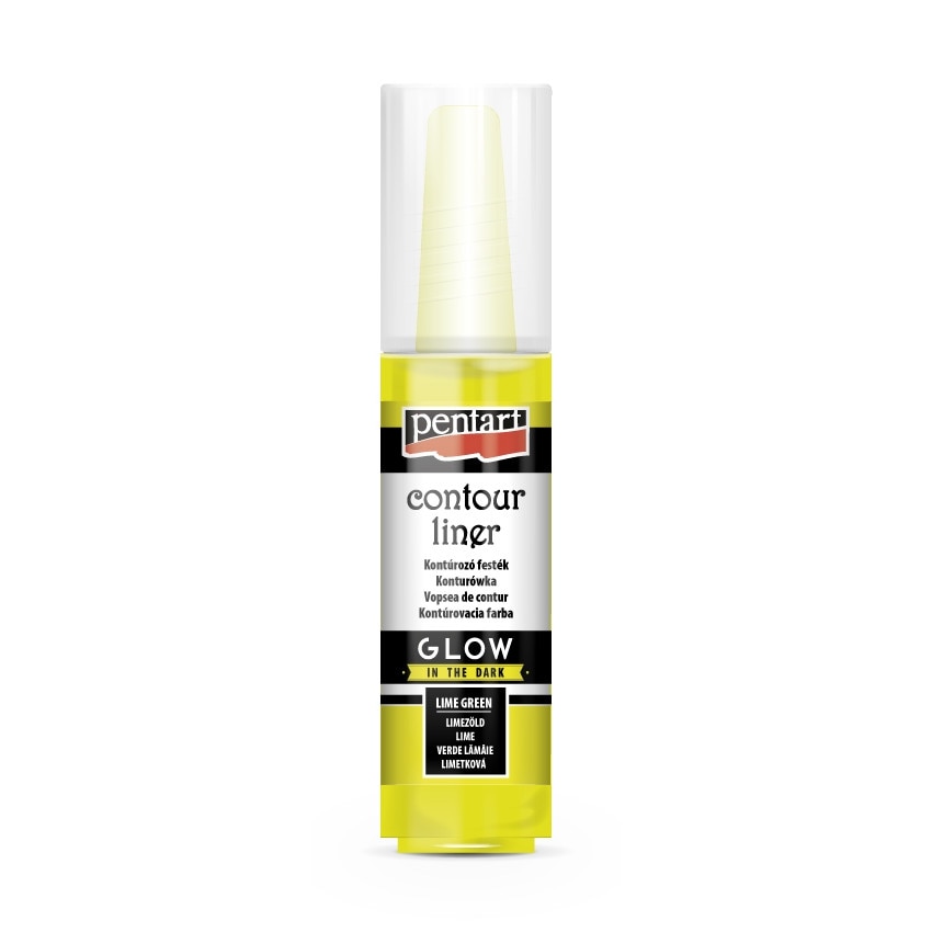 Vopsea contur universal fosforescent Pentart - verde lime, 20 ml