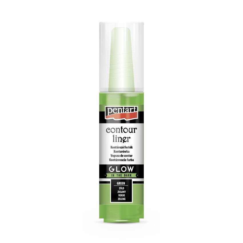 Vopsea contur universal fosforescent Pentart - verde, 20 ml