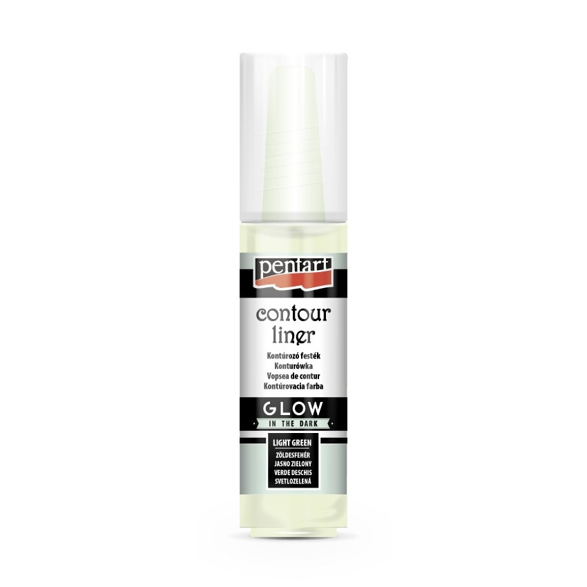 Vopsea contur universal fosforescent Pentart - verde deschis, 20 ml