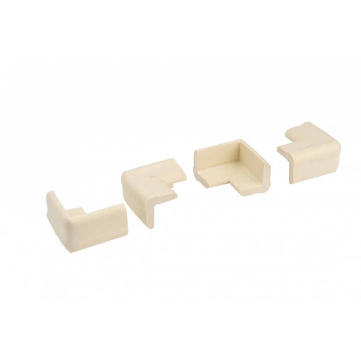 Set 4 bucati, Empria, protectii colturi mobilier, mamut, 4x1.3x7 cm, Crem