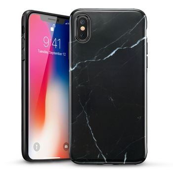 Carcasa ESR Marble iPhone X, Black Sierra