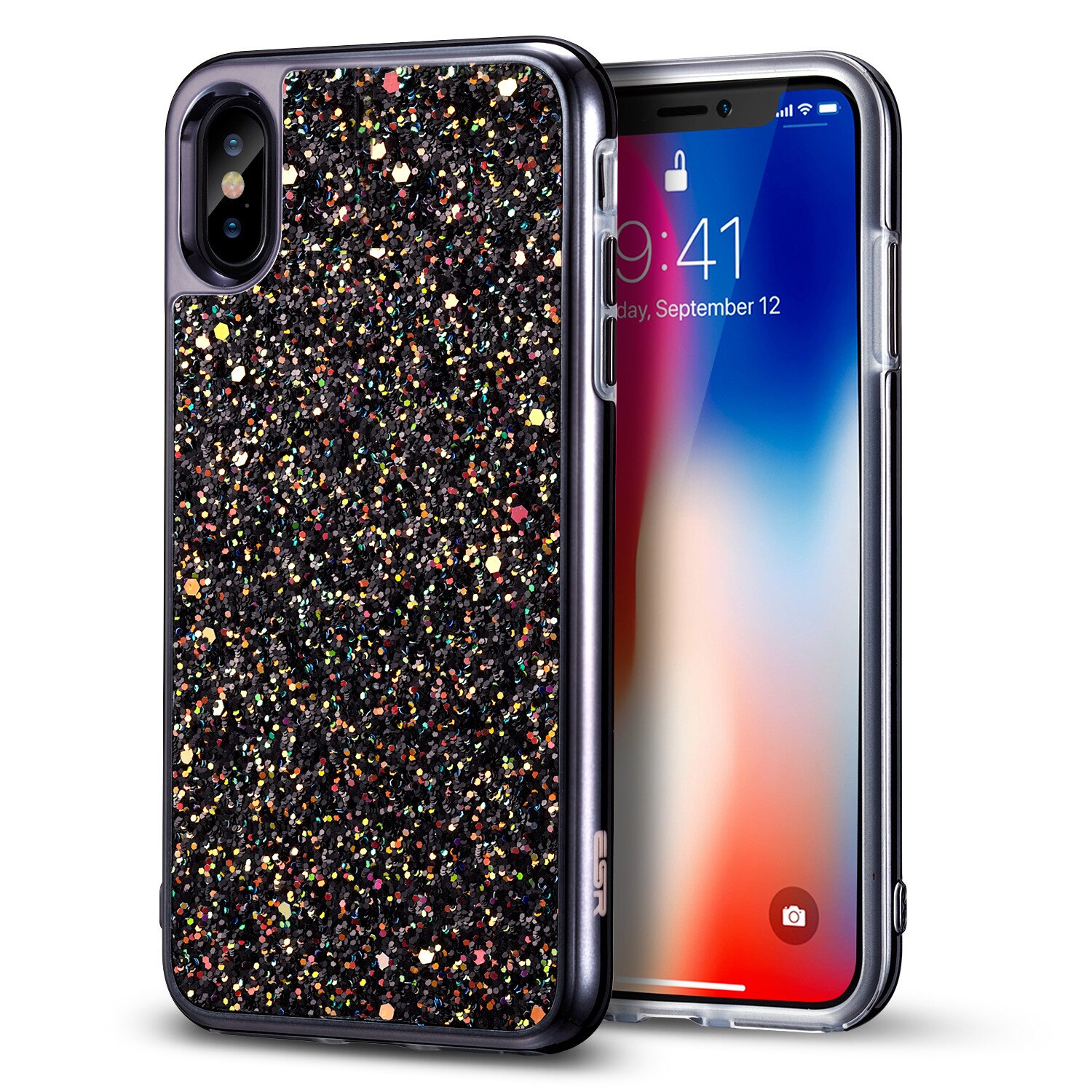 Carcasa ESR Glitter iPhone X, Black