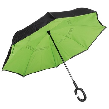 Umbrela Flipped Hands Free, verde/negru, deschidere inversa, Ø109 cm Umbrela Flipped Hands Free, verde/negru, deschidere inversa, Ø109 cm