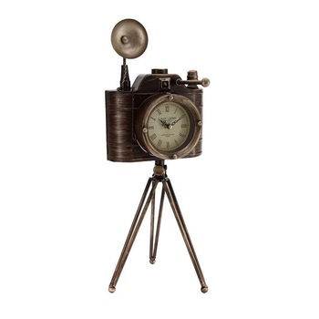 Ceas decorativ Vintage Camera trepied din metal 23 x 21 x 52 cm Ceas decorativ Vintage Camera trepied din metal 23 x 21 x 52 cm