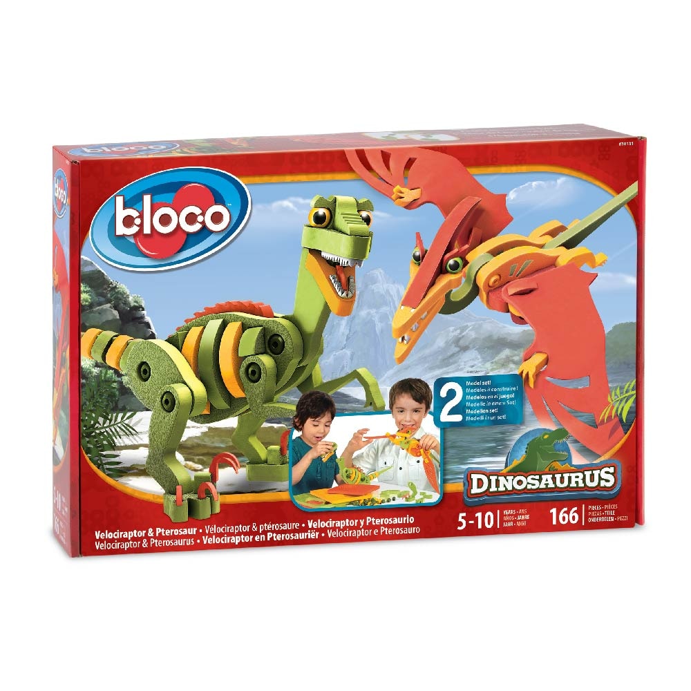Set constructie din spuma densa - Dinozaur Velociraptor & Pterosaur - BLOCO