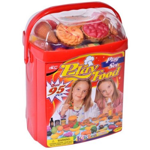 Set de joaca iMK® Play Food pentru copii, Galetusa Magica cu 95 de alimente