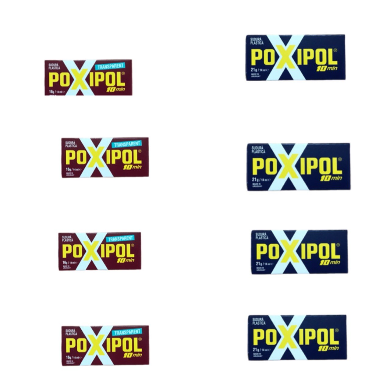 Pachet 4 bucati Adeziv metalic Poxipol, 14ml + 4 bucati Adeziv tip transparent, Poxipol, 14ml