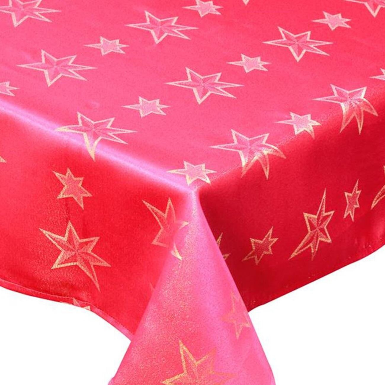 Fata De Masa, Rosie cu Stele Aurii, Craciun 140 x 240