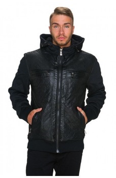 Jacheta barbati ,culoare neagra cu gluga si maneci din material textil Jacheta barbati ,culoare neagra cu gluga si maneci din material textil