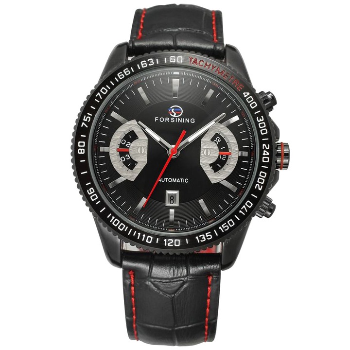 Мъжки часовник Forsining® Sport Race, Автоматичен, Кожена каишка, Аналогов, Подаръчна кутия