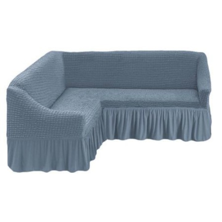 Husa coltar bumbac elasticizat - Model Uni Gri