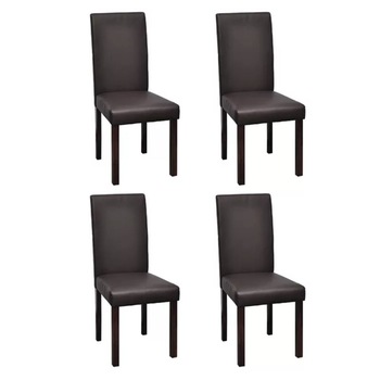Set de 4 scaune pentru bucatarie, design clasic, vidaXL, Piele artificiala, Maro