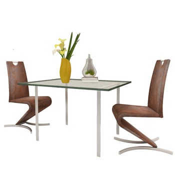 Set de 2 scaune de bucatarie, tip consola model H, vidaXL, Maro, 44 x 62 x 101 cm Set de 2 scaune de bucatarie, tip consola model H, vidaXL, Maro, 44 x 62 x 101 cm