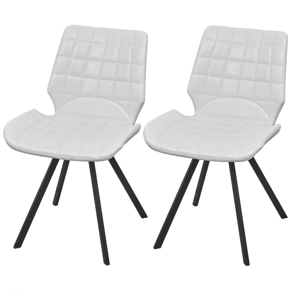 Set de 2 scaune de bucatarie cu cadru din otel, vidaXL, Piele artificiala, Alb, 47 x 58 x 78.5 cm