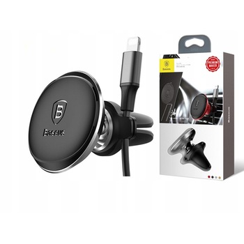 Suport auto universal pentru telefoane mobile Baseus, Magnet, Negru/Argintiu Suport auto universal pentru telefoane mobile Baseus, Magnet, Negru/Argintiu