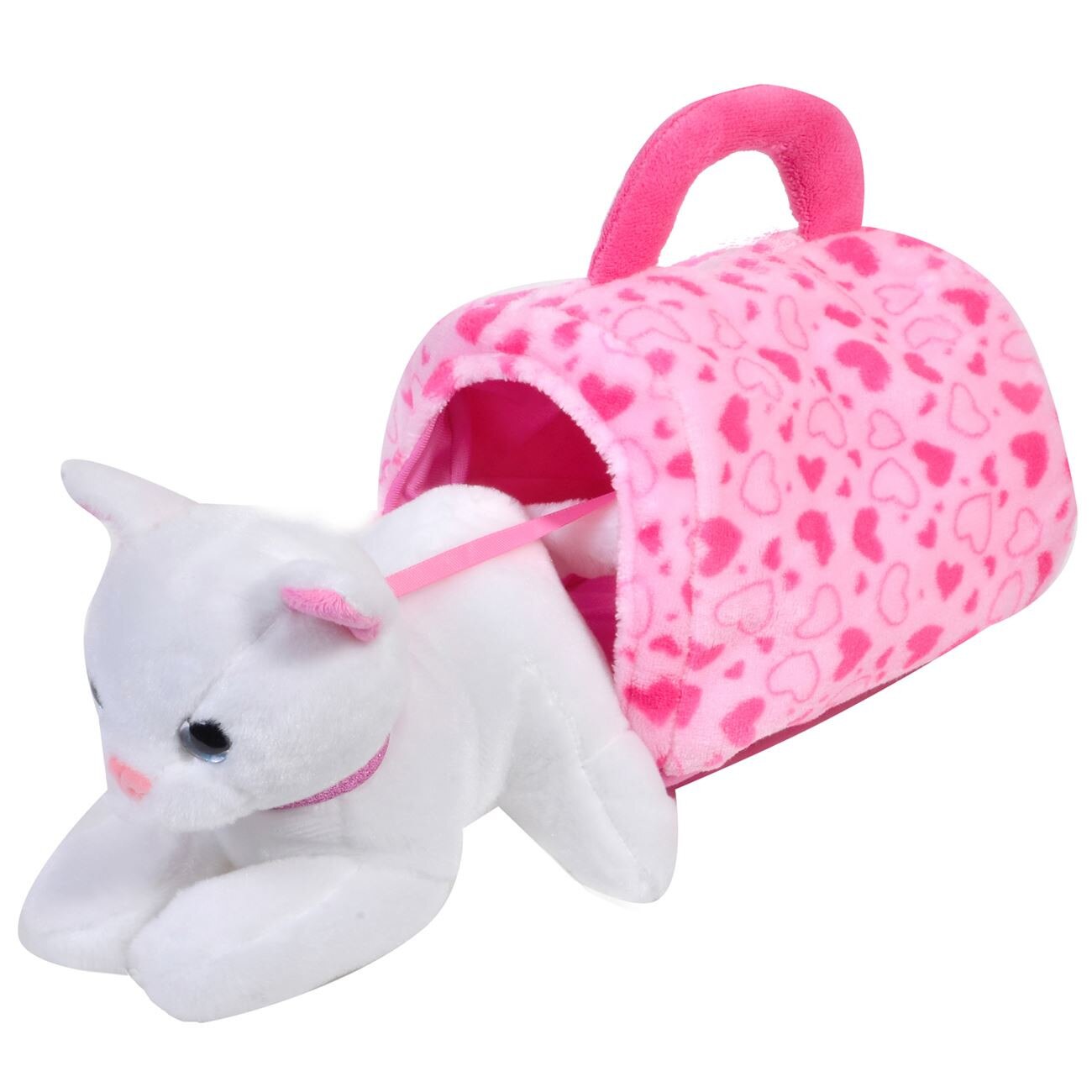 Pisicuta de plus cu geanta de transport, 21 cm