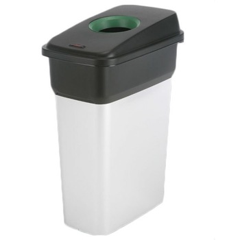 Cos de gunoi metalizat Vileda Professional Geo + capac, 55 l, Argintiu/Negru/Verde Cos de gunoi metalizat Vileda Professional Geo + capac, 55 l, Argintiu/Negru/Verde