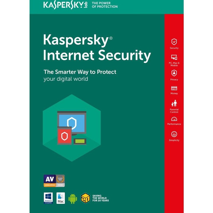 Kaspersky Internet Security Vírusirtó, 1 eszköz, 1 év elektronikus licenc