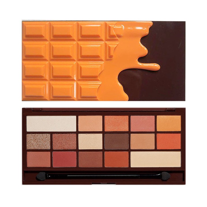 Paleta de farduri Makeup Revolution I Heart Makeup Palette Chocolate Orange, 22 g