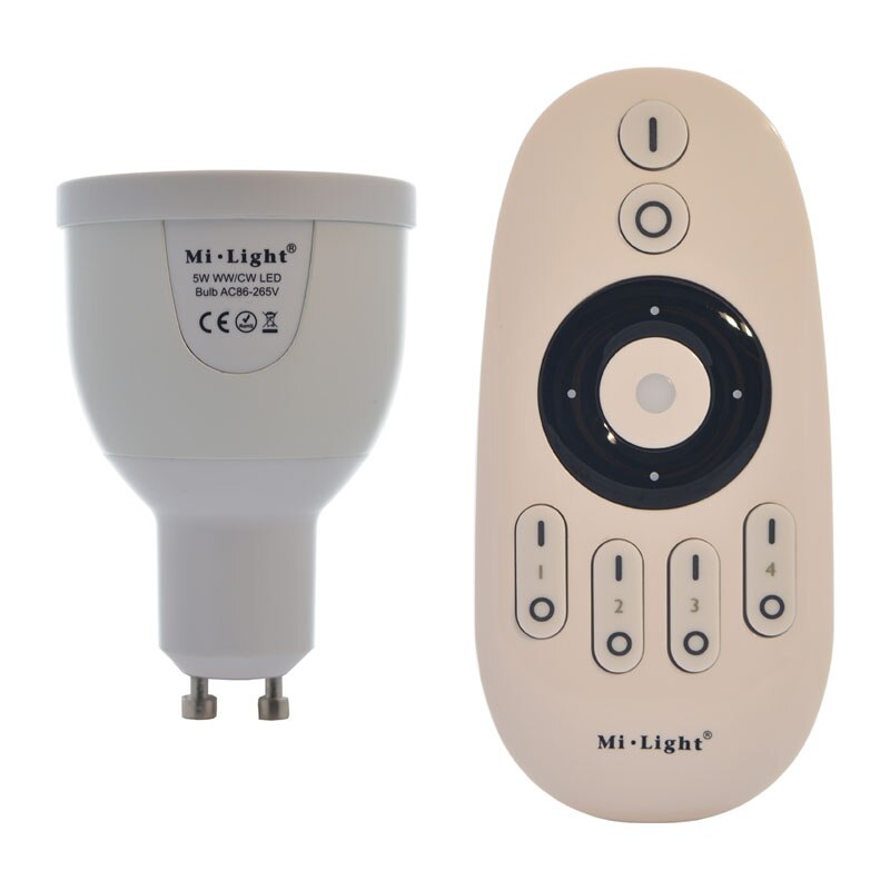Set 1xBec LED Inteligent Mi-Light Alb Variabil 5W GU10 + 1xTelecomanda
