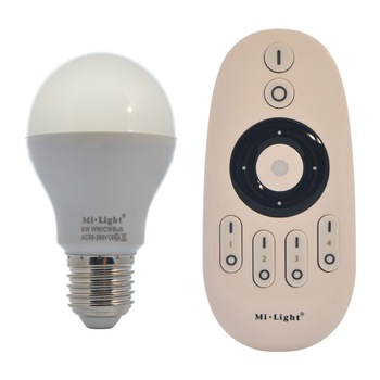 Set 1xBec LED Inteligent Mi-Light Alb Variabil 6W E27 + 1xTelecomanda Set 1xBec LED Inteligent Mi-Light Alb Variabil 6W E27 + 1xTelecomanda