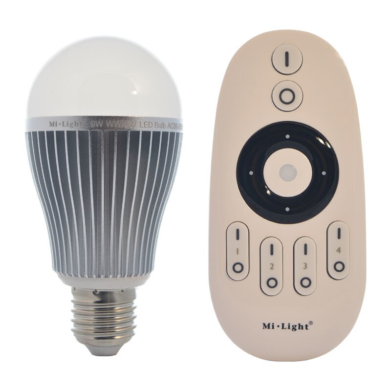 Set 1xBec LED Inteligent Mi-Light Alb Variabil 9W E27 + 1xTelecomanda