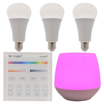 Set 3xBecuri LED Inteligente Mi-Light RGB+Alb Variabil 12W E27 + 1xTelecomanda + WiFi Gateway Set 3xBecuri LED Inteligente Mi-Light RGB+Alb Variabil 12W E27 + 1xTelecomanda + WiFi Gateway