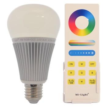 Set 1xBec LED Inteligent Mi-Light RGB+Alb Variabil 9W E27 + 1xTelecomanda Set 1xBec LED Inteligent Mi-Light RGB+Alb Variabil 9W E27 + 1xTelecomanda